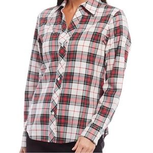 INVESTMENTS GOLD LABLE CHRISTINE BUTTON DOWN PLAID SHIRT NWT